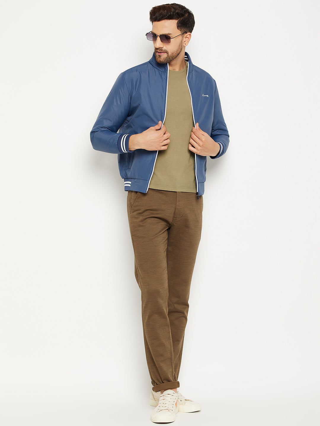 Mens  Blue Full Sleeve Zipper Jackets - Camey Shop