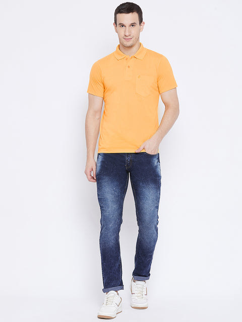 Men's Yellow Half Sleeves Cotton Polo T-Shirt - Camey Shop
