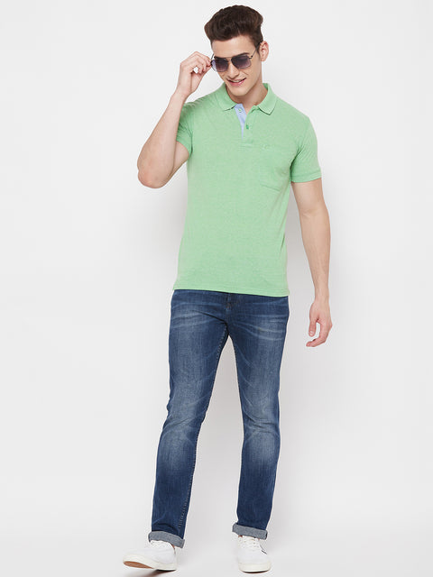 Men's Spring Green Half Sleeves Cotton Polo T-Shirt - Camey Shop