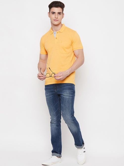 Men's Gold Corn Half Sleeves Cotton Polo T-Shirt - Camey Shop
