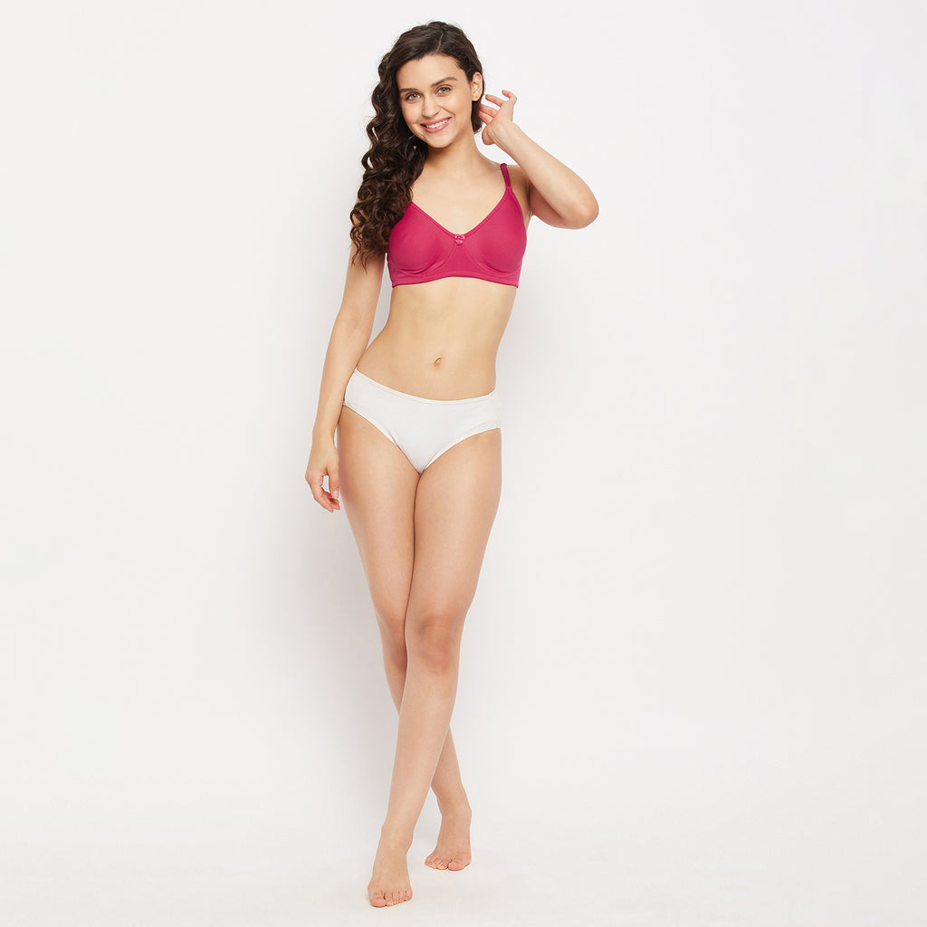 Womens Non Padded Non Wired Solid Full Coverage Rani Colour Bra - Camey Shop