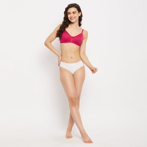 Womens Non Padded Non Wired Solid Full Coverage Rani Bra with Detachable Straps - Camey Shop