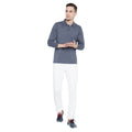 Men's Grey Blue Full Sleeves Cotton Polo T-Shirt - Camey Shop
