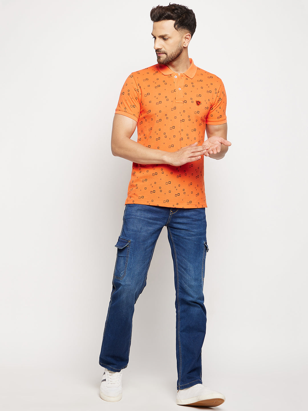 Camey Men's Printed Half Sleeves Cotton Front Button T-Shirt - Camey Shop