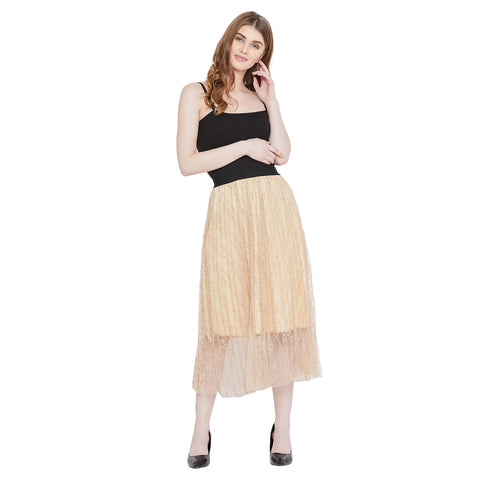 Camey Women Self Design A-line Beige Skirt - Camey Shop