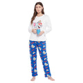 Tom & Jerry Text & Graphic Print Top & Pyjama Set in White & Blue