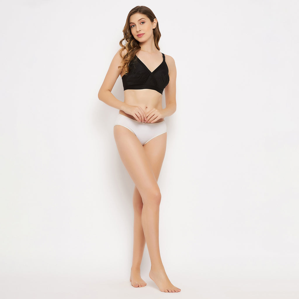 Womens Non Padded Non Wired Solid Full Coverage Black Bra - Camey Shop