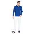 Men's Blue Full Sleeves Cotton Polo T-Shirt - Camey Shop