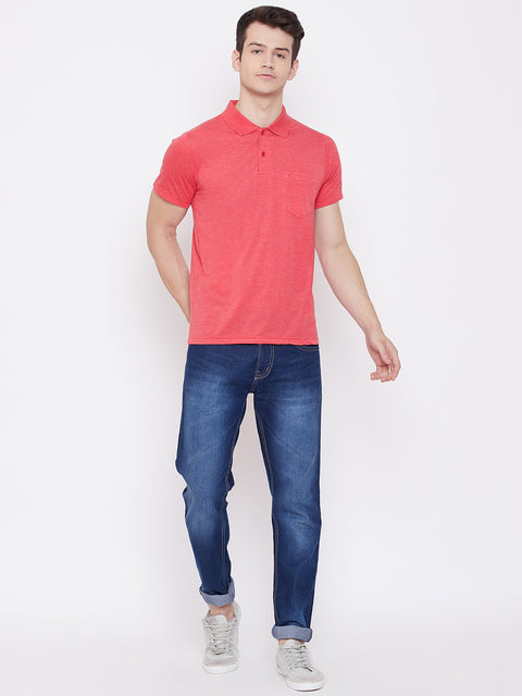 Men's D.Pink Half Sleeves Cotton Polo T-Shirt - Camey Shop