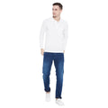 Men's White Full Sleeves Cotton Polo T-Shirt - Camey Shop
