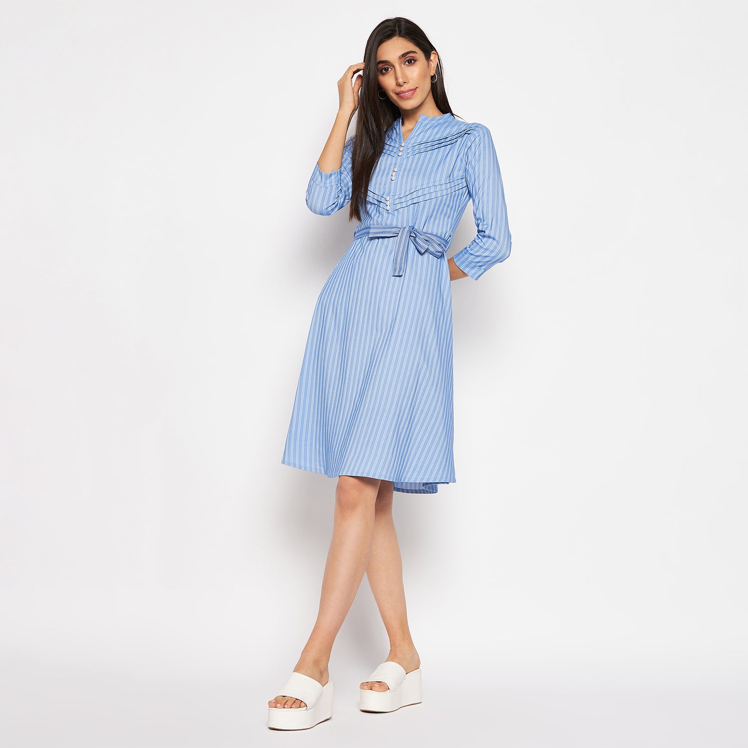 Camey Women Striped Cotton Shirt Mini Dress - Camey Shop