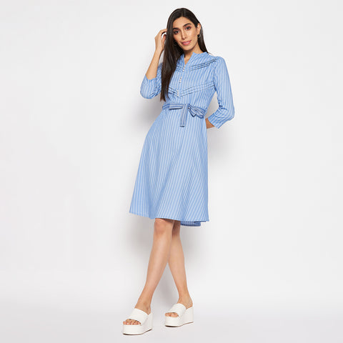 Camey Women Striped Cotton Shirt Mini Dress - Camey Shop
