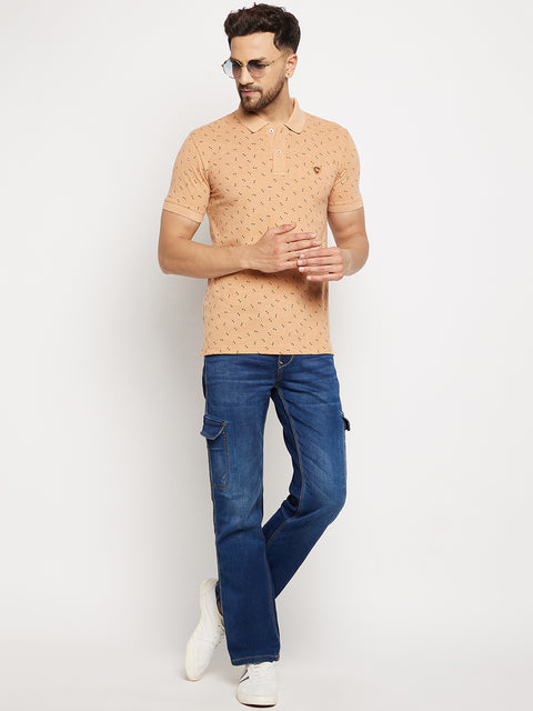 Camey Men's Printed Half Sleeves Cotton Front Button T-Shirt - Camey Shop