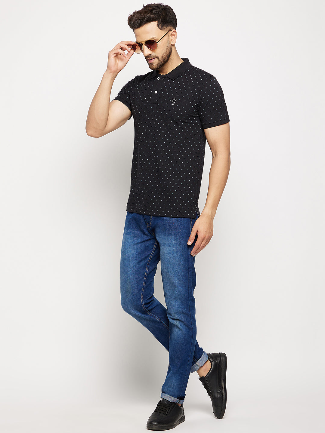 Camey Men's Printed Half Sleeves Cotton Front Button T-Shirt - Camey Shop