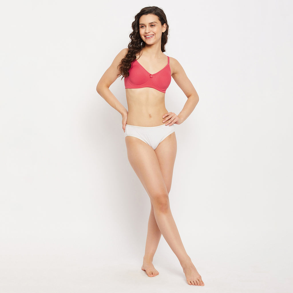 Womens Non Padded Non Wired Solid Full Coverage Tomato Colour Bra - Camey Shop