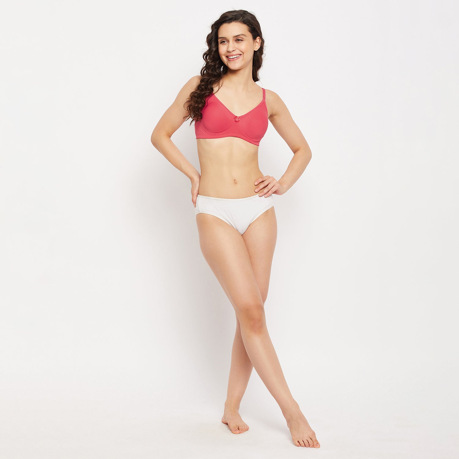 Womens Non Padded Non Wired Solid Full Coverage Tomato Colour Bra - Camey Shop