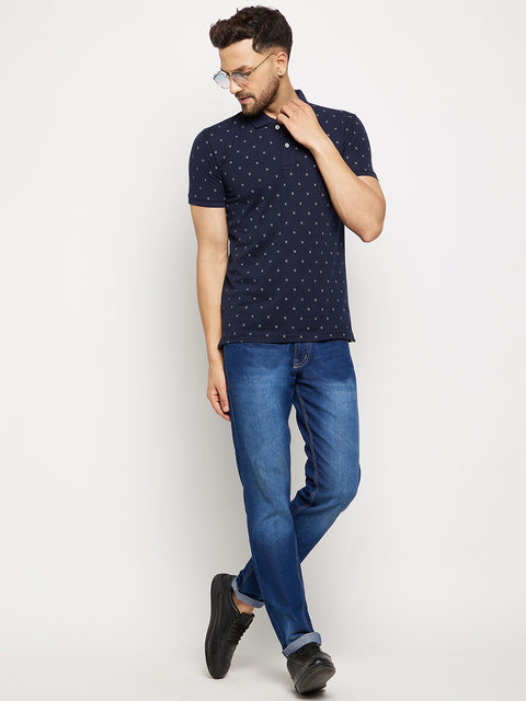 Camey Men's Printed Half Sleeves Cotton Front Button T-Shirt - Camey Shop