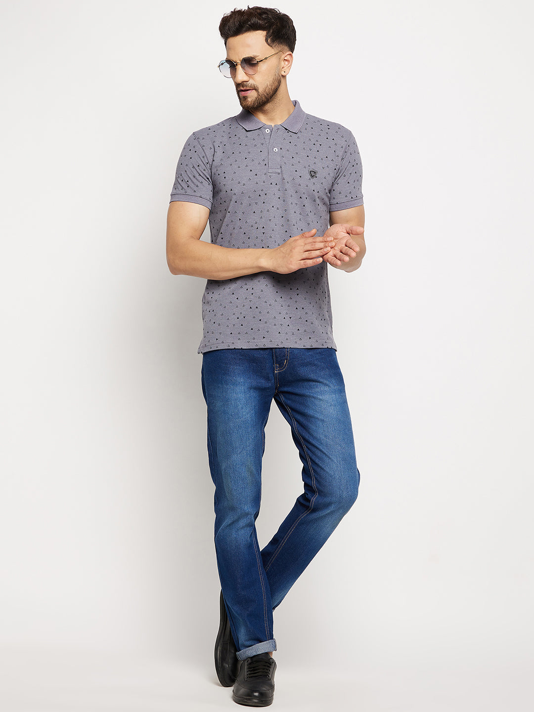 Camey Men's Printed Half Sleeves Cotton Front Button T-Shirt - Camey Shop