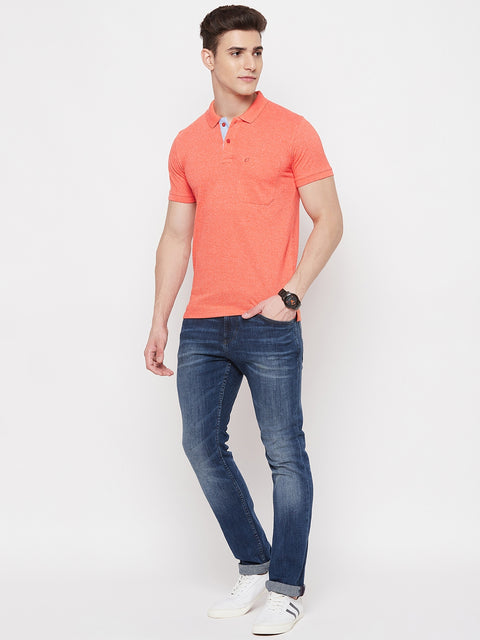 Men's Fresh Salmon Half Sleeves Cotton Polo T-Shirt - Camey Shop