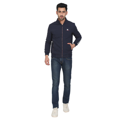 Mens Navy Full Sleeve Zipper Jacket - Camey Shop