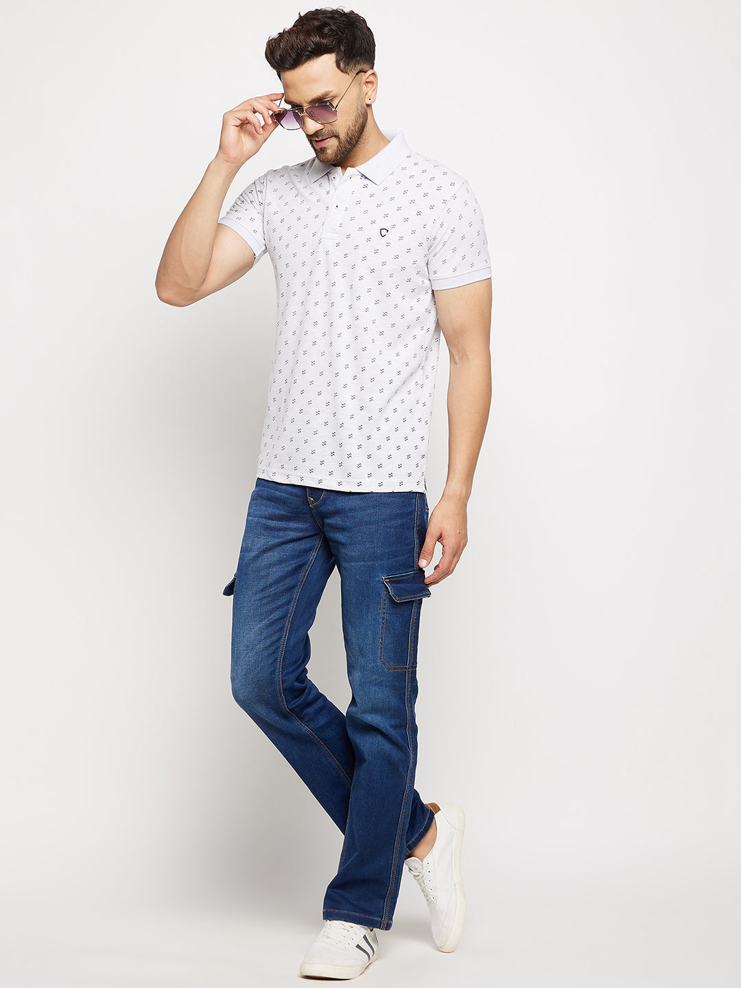 Camey Men's Printed Half Sleeves Cotton Front Button T-Shirt - Camey Shop