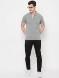 Men's Pebble Grey Half Sleeves Cotton Polo T-Shirt - Camey Shop