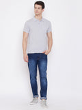 Men's L.Grey Half Sleeves Cotton Polo T-Shirt - Camey Shop