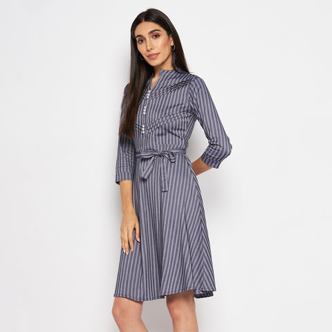 Camey Women Striped Cotton Shirt Mini Dress - Camey Shop