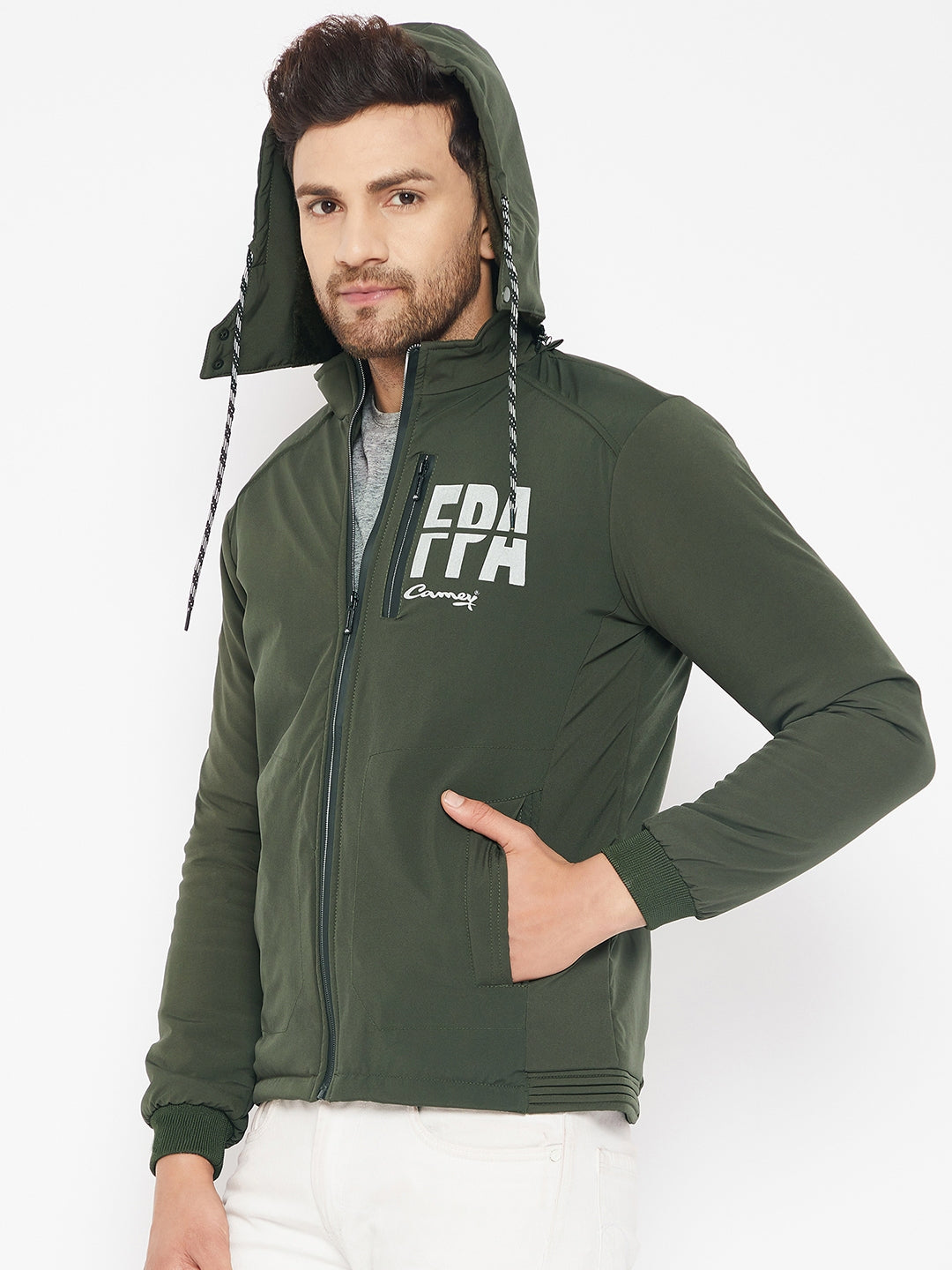 Mens Dark Green Full Sleeve Solid Jacket - Camey Shop
