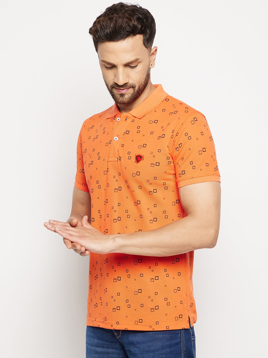 Camey Men's Printed Half Sleeves Cotton Front Button T-Shirt - Camey Shop