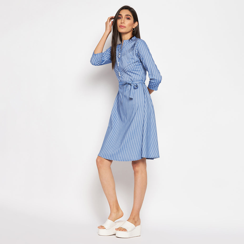 Camey Women Striped Cotton Shirt Mini Dress - Camey Shop