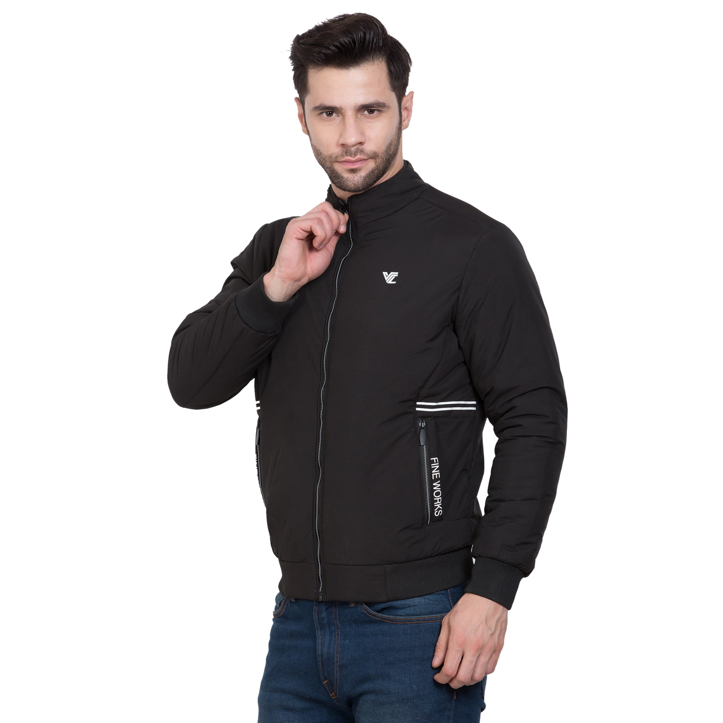 Mens Black Full Sleeve Zipper Jacket - Camey Shop