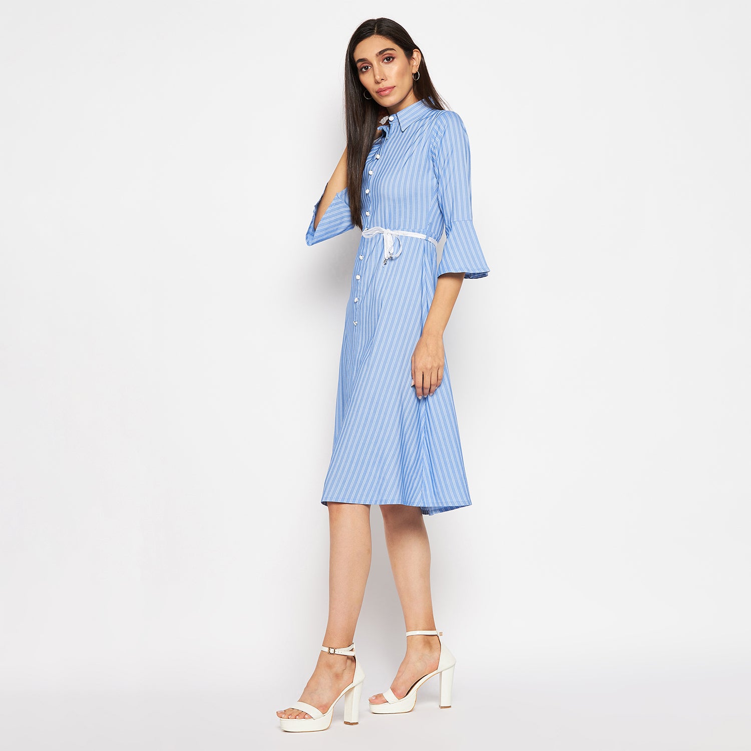 Camey Women Striped Cotton Shirt Mini Dress - Camey Shop