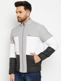 Mens Grey White Full Sleeve Solid Jacket - Camey Shop