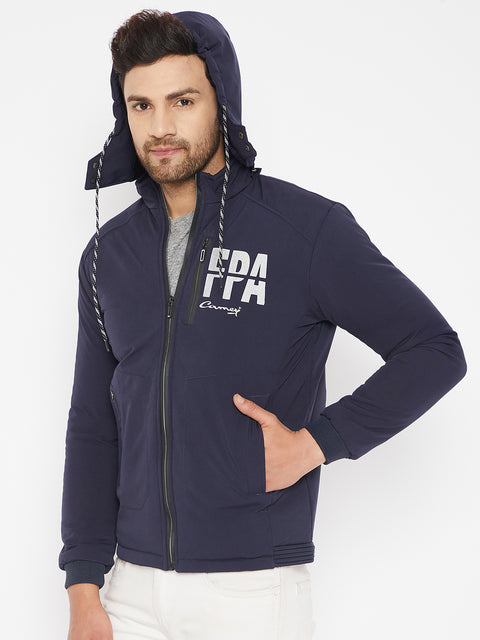 Mens Navy Full Sleeve Solid Jacket - Camey Shop