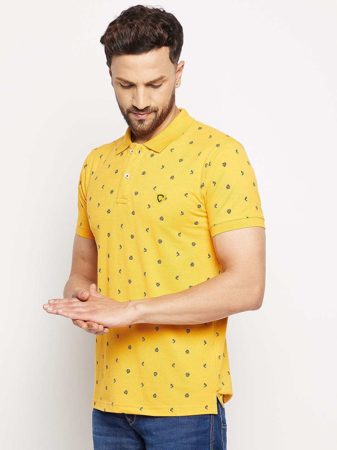 Camey Men's Printed Half Sleeves Cotton Front Button T-Shirt - Camey Shop