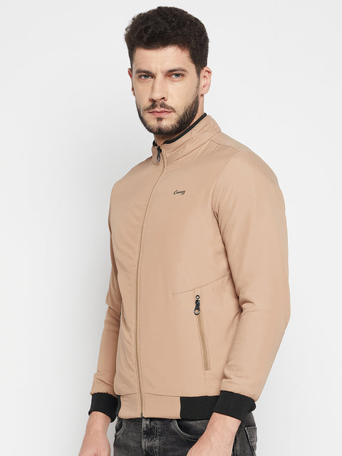 Camey Full Sleeve Solid Men Jacket (Beige) - Camey Shop