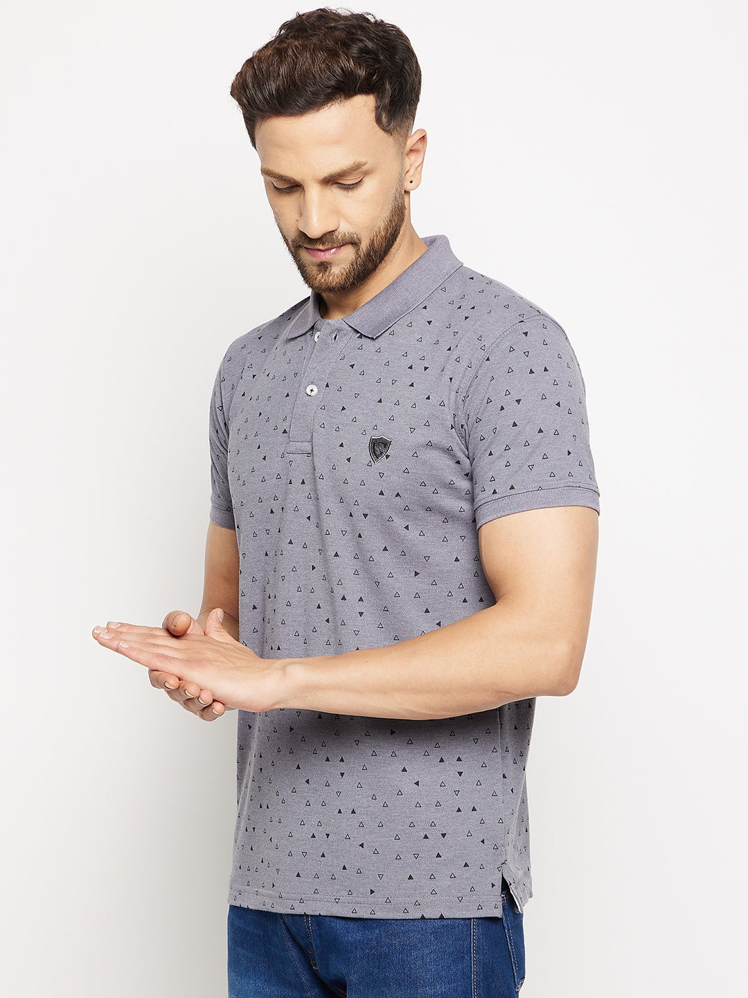 Camey Men's Printed Half Sleeves Cotton Front Button T-Shirt - Camey Shop