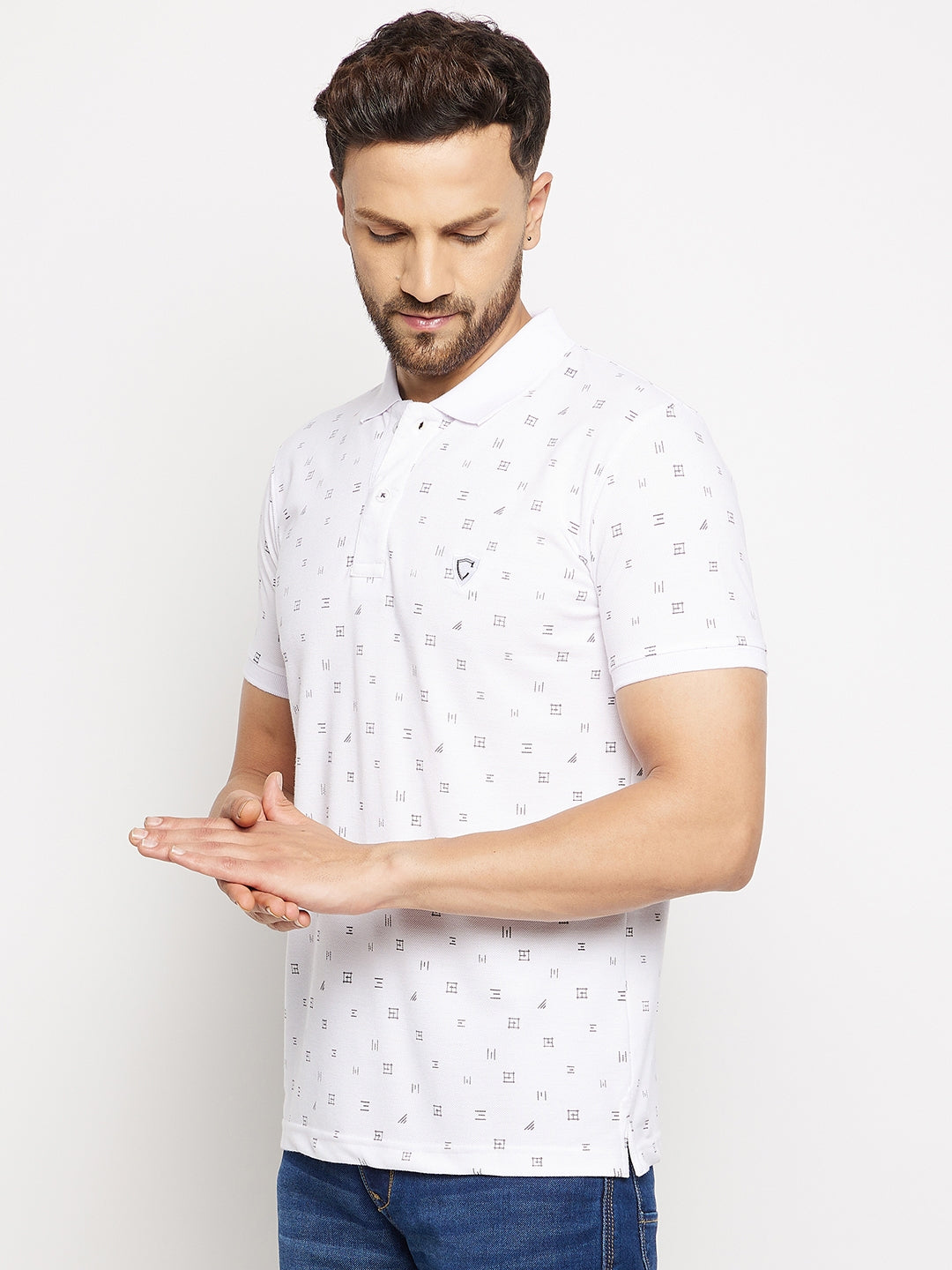 Camey Men's Printed Half Sleeves Cotton Front Button T-Shirt - Camey Shop