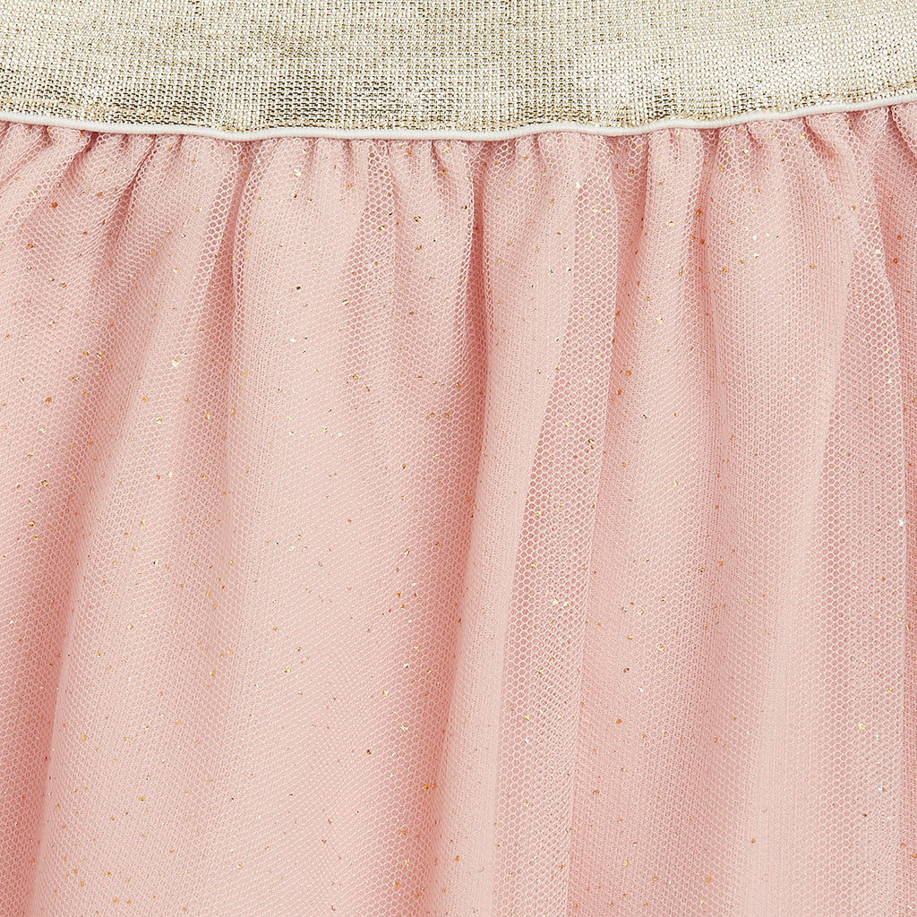 Fancy Peach with golden glitter foil Skirt with silver lurex elasticated waistband
