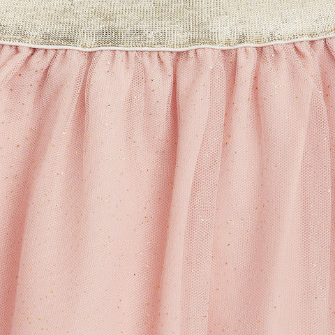 Fancy Peach with golden glitter foil Skirt with silver lurex elasticated waistband