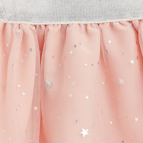 Fancy Baby Peach silver star foil Skirt with silver lurex elasticated waistband