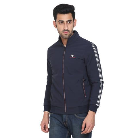 Mens Navy Full Sleeve Zipper Jacket - Camey Shop