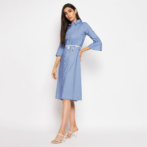 Camey Women Striped Cotton Shirt Mini Dress - Camey Shop