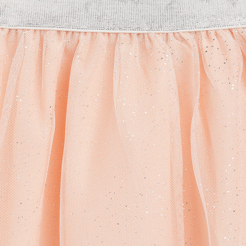 Fancy Foil Baby Pink Skirt 6 Layers with Silver lurex elasticated waistband