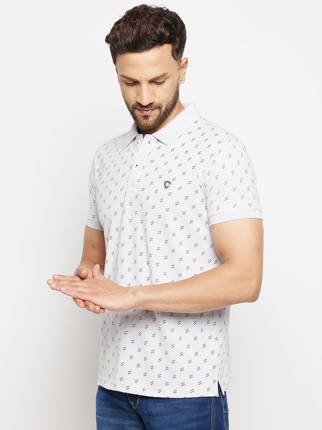 Camey Men's Printed Half Sleeves Cotton Front Button T-Shirt - Camey Shop