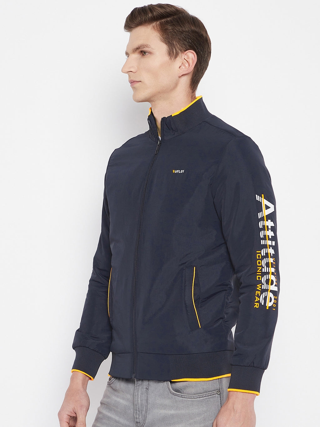 Mens Navy Full Sleeve Zipper Jacket - Camey Shop