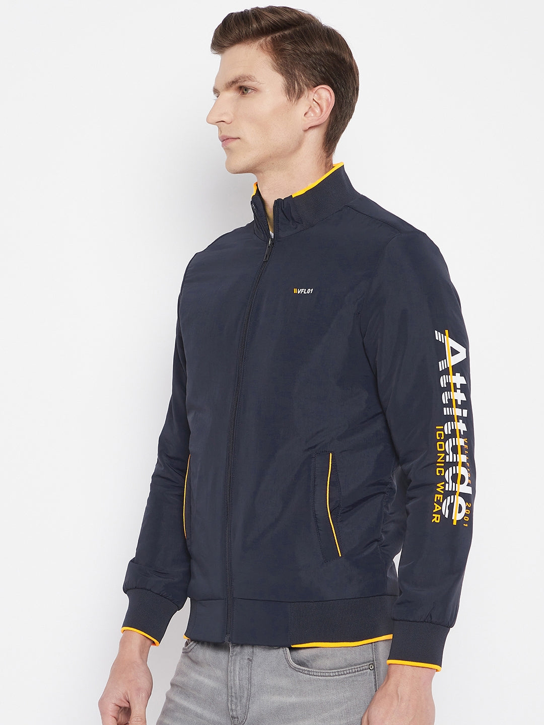 Mens Navy Full Sleeve Zipper Jacket - Camey Shop