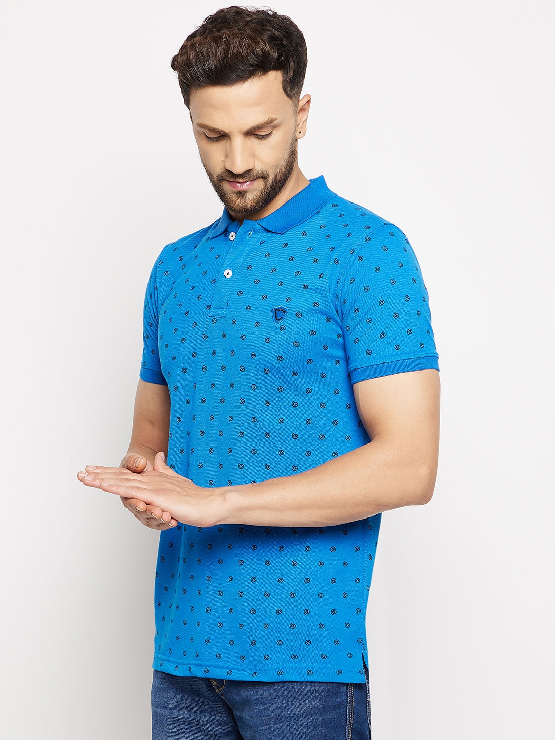 Camey Men's Printed Half Sleeves Cotton Front Button T-Shirt - Camey Shop