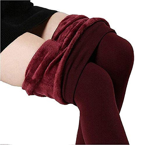 Women Warm Thick Fur Lined Fleece Winter Stocking - Slim Fit - Camey Shop